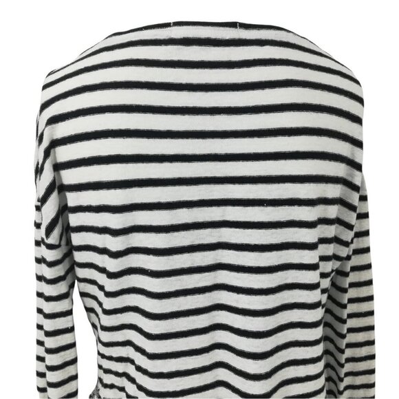 Lovestitch Linen Striped Shirt Size S Long Sleeve Distressed Lagonlook Hole Hem - Picture 9 of 12